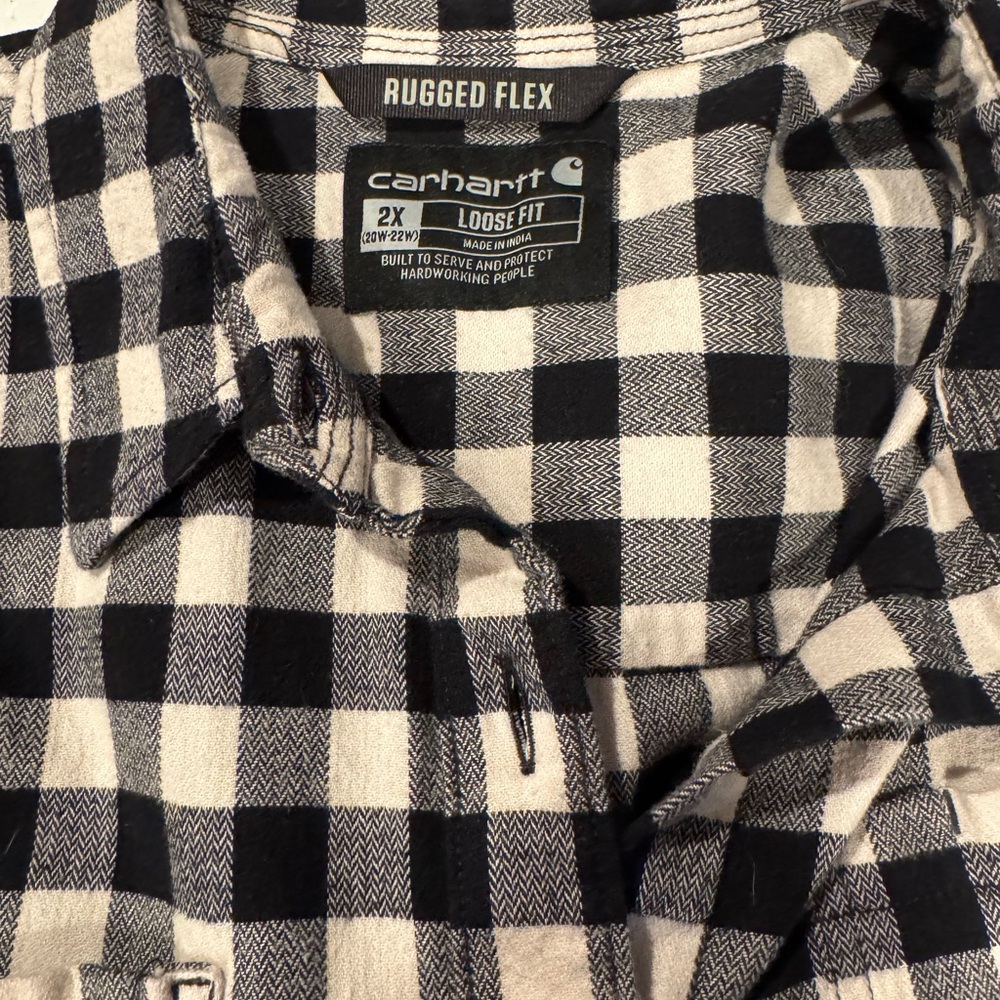 Carhartt Black & White Plaid Rugged Flex Button-Down Shirt